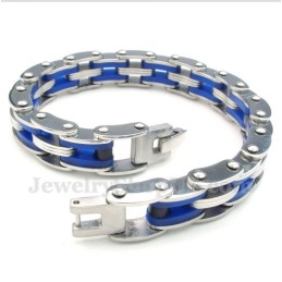 Pulseira Masculina De Borracha Azul Titânio