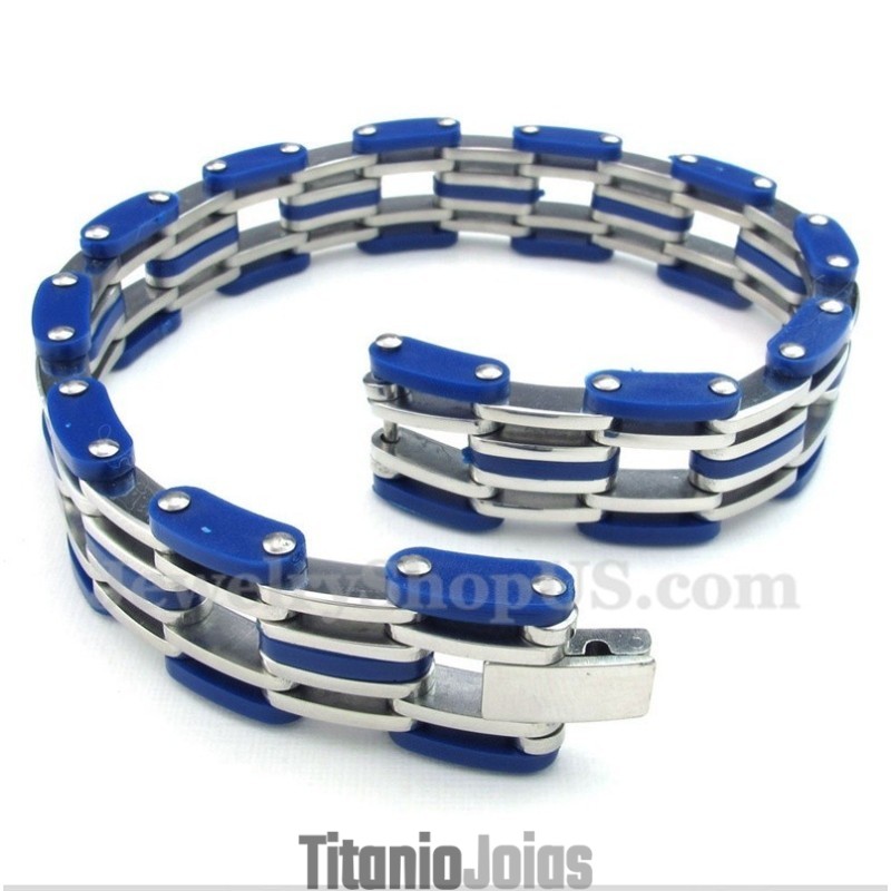 Pulseira Masculina De Borracha Azul Titânio Pulseira Masculina De Borracha Azul Titânio