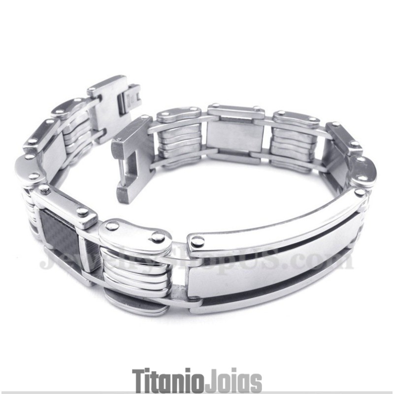 Pulseira Masculina De Fibra De Carbono E Titânio Pulseira Masculina De Fibra De Carbono E Titânio