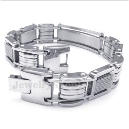 Pulseira Masculina De Fibra De Carbono Branca De Titânio