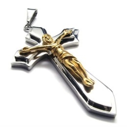 Pingente De Titânio Com Duas Camadas Cruzadas (Dourado)