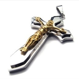 Pingente De Titânio Com Duas Camadas Cruzadas (Dourado)