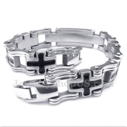 Pulseira Masculina Cruz Preta De Titânio