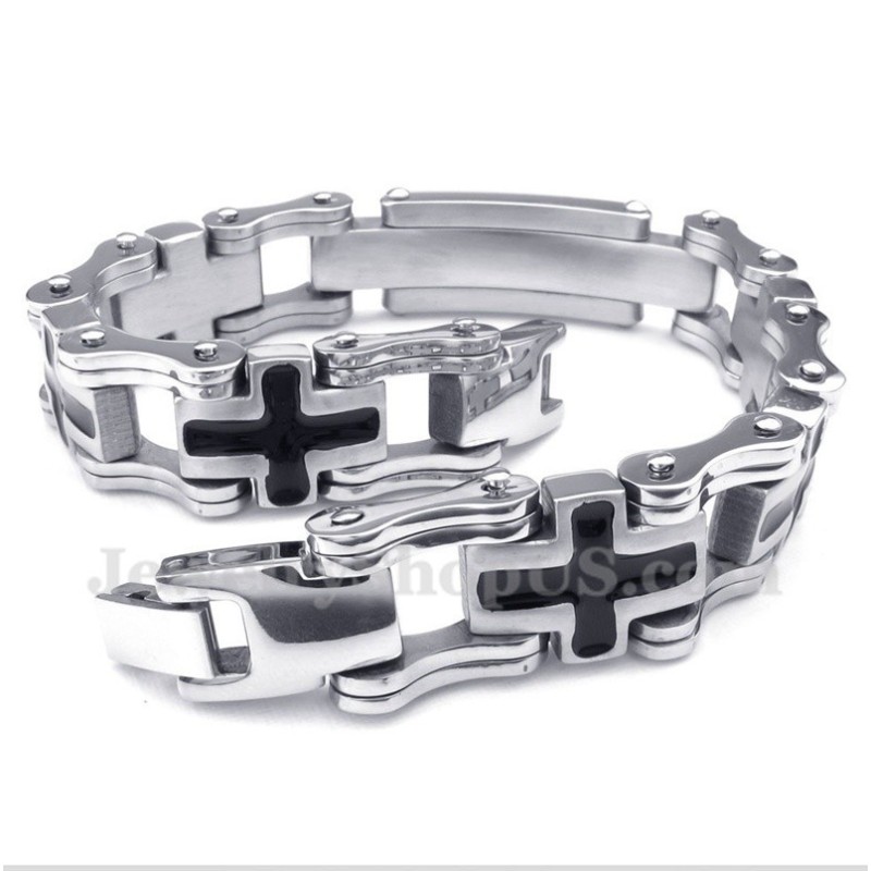 Pulseira Masculina Cruz Preta De Titânio Pulseira Masculina Cruz Preta De Titânio