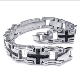 Pulseira Masculina Cruz Preta De Titânio