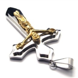 Pingente De Titânio Com Duas Camadas Cruzadas (Dourado)