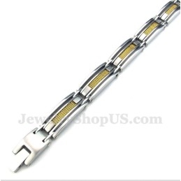 Pulseira Masculina De Titânio Com Cabo Dourado