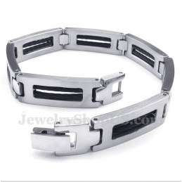 Pulseira Masculina De Titânio Com Cabo Preto