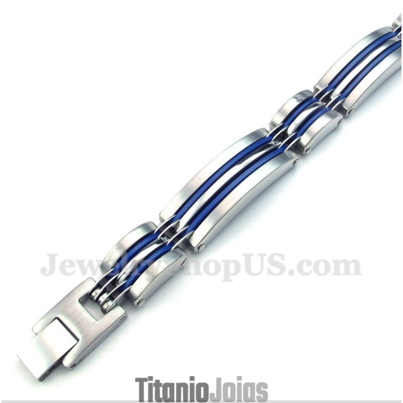 Pulseira Masculina Azul Titânio Pulseira Masculina Azul Titânio