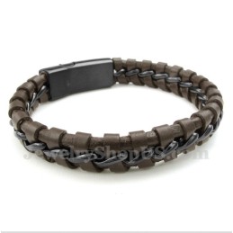 Pulseira Masculina De Couro De Titânio