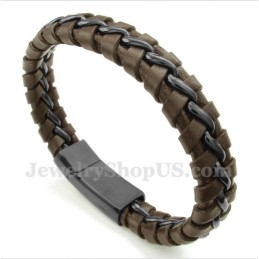 Pulseira Masculina De Couro De Titânio