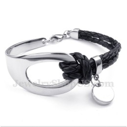 Pulseira Masculina De Couro De Titânio
