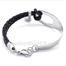 Pulseira Masculina De Couro De Titânio