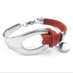 Pulseira Masculina De Couro De Titânio