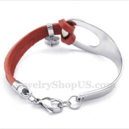 Pulseira Masculina De Couro De Titânio