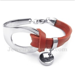 Pulseira Masculina De Couro De Titânio