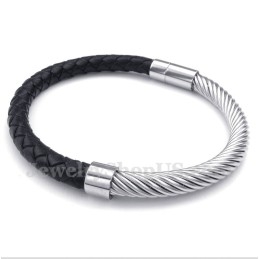 Pulseira Masculina De Couro De Titânio