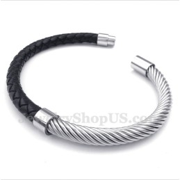 Pulseira Masculina De Couro De Titânio