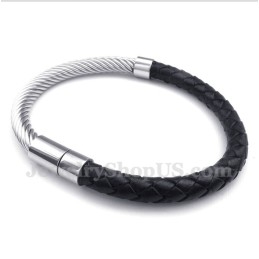 Pulseira Masculina De Couro De Titânio