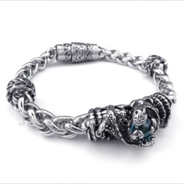 Pulseira Masculina De Titânio Fundido Com Diamante Azul