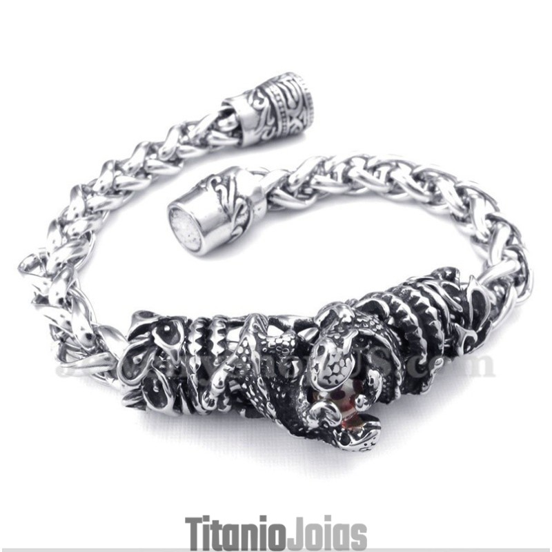 Pulseira Masculina De Titânio Fundido Com Diamante Vermelho Pulseira Masculina De Titânio Fundido Com Diamante Vermelho