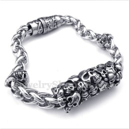 Pulseira Masculina De Titânio Fundido Com Caveira
