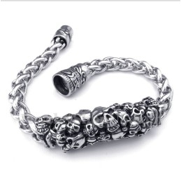 Pulseira Masculina De Titânio Fundido Com Caveira