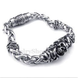 Pulseira Masculina De Titânio Fundido Com Caveira