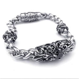 Pulseira Masculina De Titânio Fundido Com Diamante Negro