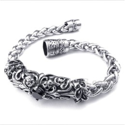 Pulseira Masculina De Titânio Fundido Com Diamante Negro