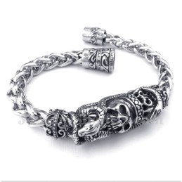 Pulseira Masculina De Titânio Fundido Com Caveira
