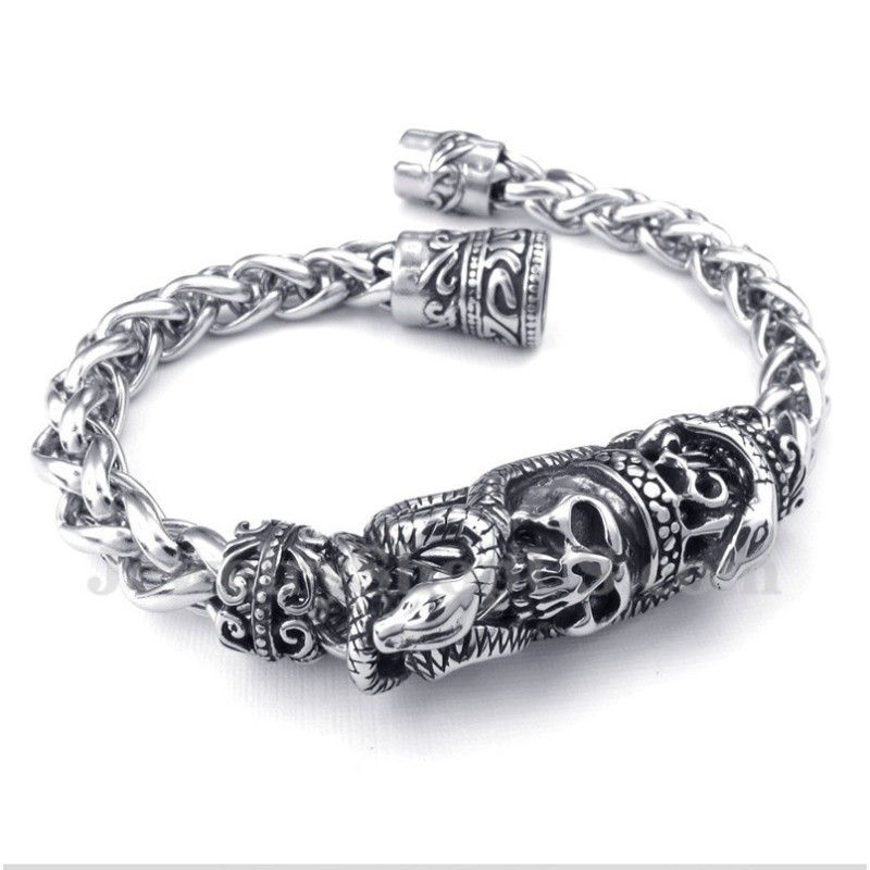 Pulseira Masculina De Titânio Fundido Com Caveira Pulseira Masculina De Titânio Fundido Com Caveira