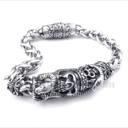 Pulseira Masculina De Titânio Fundido Com Caveira