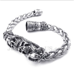 Pulseira Masculina De Titânio Fundido Com Caveira