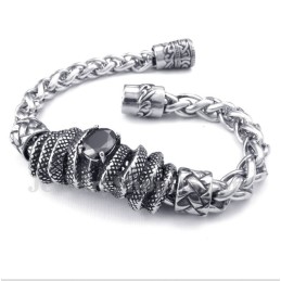 Pulseira Masculina De Titânio Fundido Com Diamante Negro