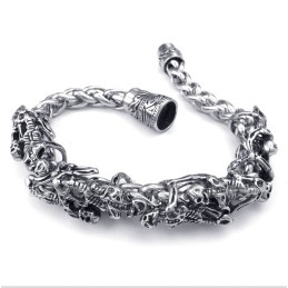 Pulseira Masculina De Titânio Fundido Com Caveira