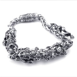 Pulseira Masculina De Titânio Fundido Com Caveira
