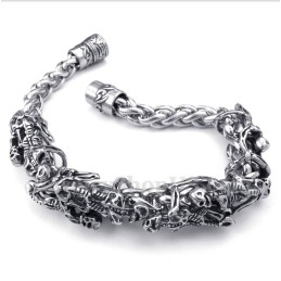 Pulseira Masculina De Titânio Fundido Com Caveira