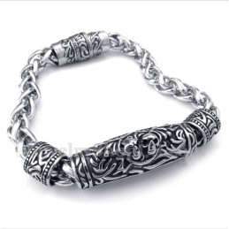 Pulseira Masculina De Titânio Fundido Com Caveira