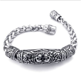 Pulseira Masculina De Titânio Fundido Com Caveira