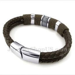 Pulseira Masculina De Couro De Titânio