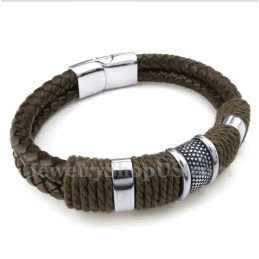 Pulseira Masculina De Couro De Titânio