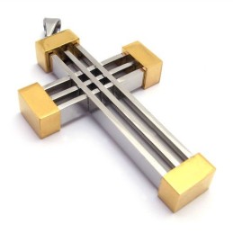 Pingente De Titânio Em Cruz Com Novo Estilo (Dourado)