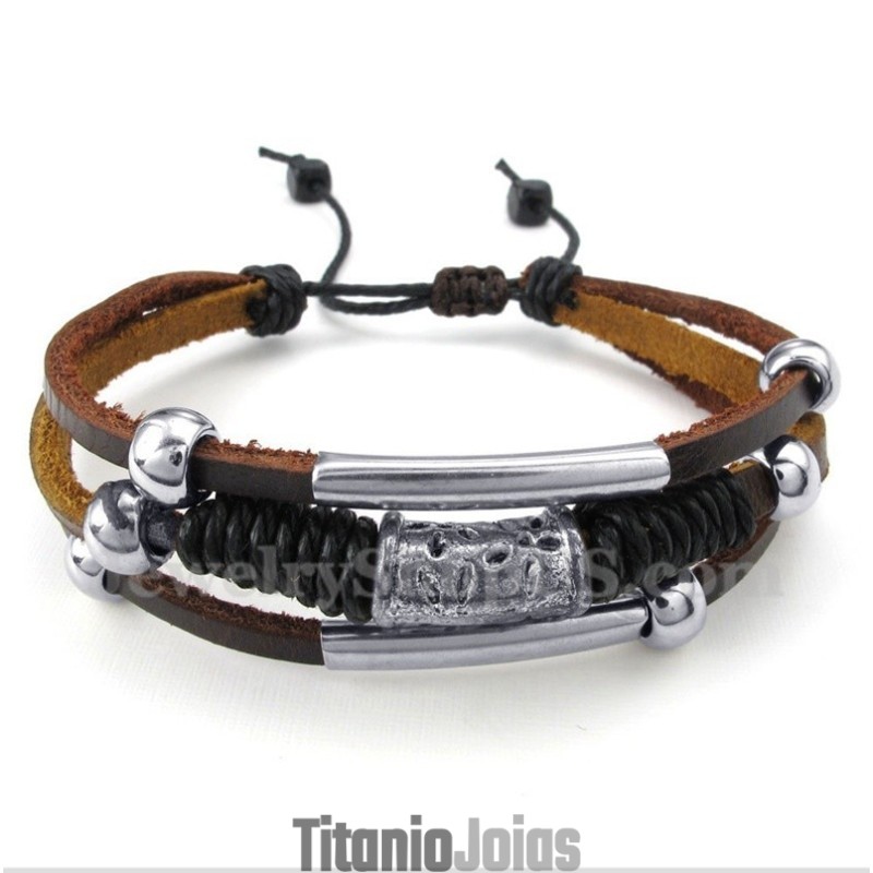 Pulseira Masculina De Couro De Titânio Pulseira Masculina De Couro De Titânio
