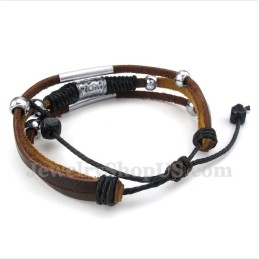 Pulseira Masculina De Couro De Titânio