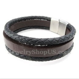 Pulseira Masculina De Couro De Titânio