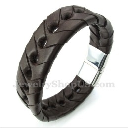 Pulseira Masculina De Couro De Titânio