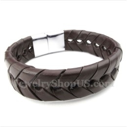 Pulseira Masculina De Couro De Titânio