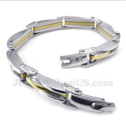 Pulseira Masculina De Titânio Dourado Wave