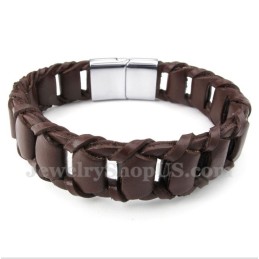Pulseira Masculina De Couro De Titânio
